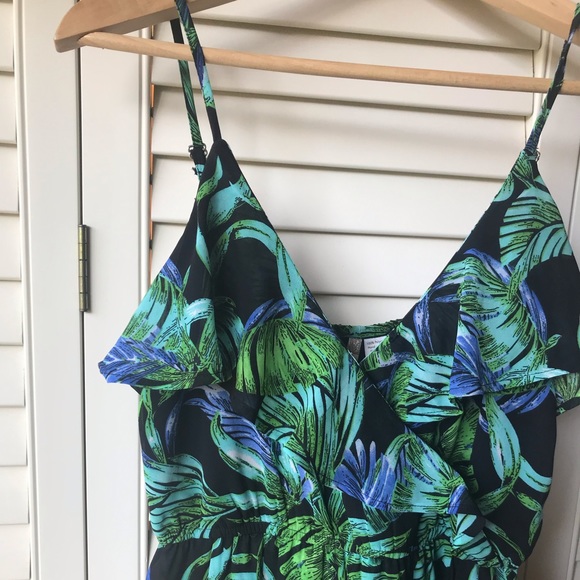 Beautiful Jungle Dress, Tropical Green Blue - Picture 2 of 3